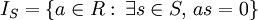 I_S = { ain R: , exist sin S, , as=0 }