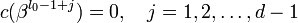 c(eta^{l_0-1+j}) = 0, quad j=1,2,ldots,d-1