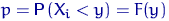 $p={mathsf P},(X_i<y)=F(y)$