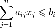 Описание: sum_{j=1}^n a_{ij}x_jleqslant b_i