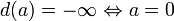 d(a)=-infty Leftrightarrow a=0