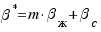 beta^∗ = m � beta_� + beta_c