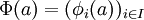 Phi(a) = (phi_i(a))_{i in I}