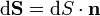 {m d} mathbf{S} = {m d} S cdot mathbf{n}