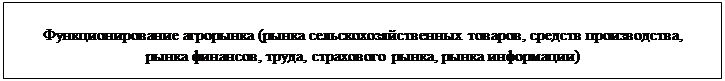 Подпись: Функционирование агрорынка (рынка сельскохозяйственных товаров, средств производства,
рынка финансов, труда, страхового рынка, рынка информации)