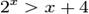2^x > x+4 !