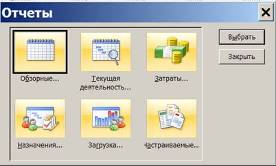 Окно выбора групп отчетов