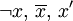 
eg x,,overline{x},,x