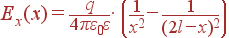 E_x(x) = frac{q}{4pivarepsilon_0varepsilon}cdot left(frac{1}{x^2}-frac{1}{(2l-x)^2}ight)