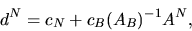 egin{displaymath}d^N =c_N + c_B(A_B)^{-1}A^N, end{displaymath}
