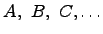 ��������: $ A, B, C,ldots$