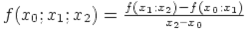 f(x_0;x_1;x_2) = frac{f(x_1;x_2)-f(x_0;x_1)}{x_2 � x_0}