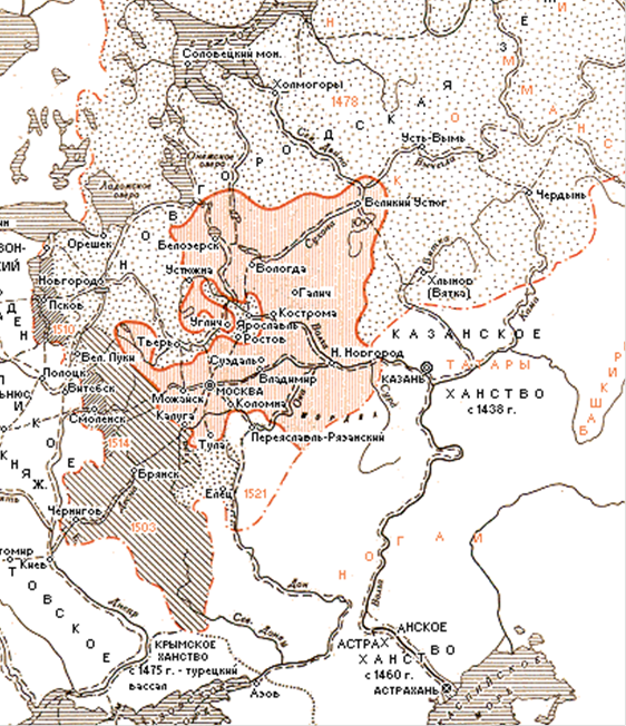 Контурная карта образования российского централизованного государства