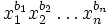 x_1^{b_1} x_2^{b_2}ldots x_n^{b_n}